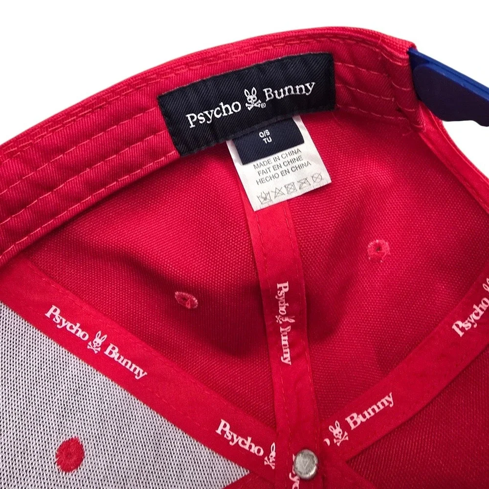 Psycho Bunny Red Baseball Cap Hat Adjustable Streetwear Preppy Golf Dadcore Y2K‎